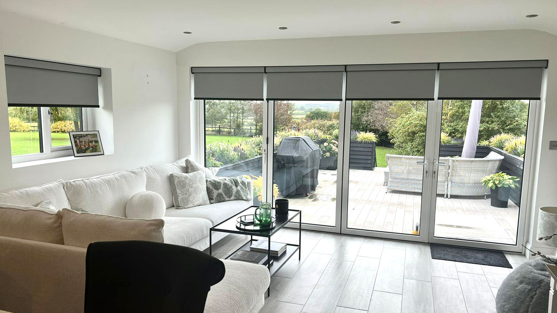 Made to measure blinds in a contemporary living room