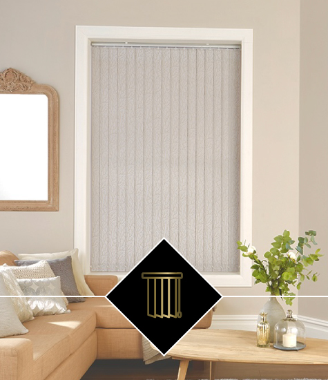 Vertical blinds covering full-height patio doors for smooth light control by A Touch of Class