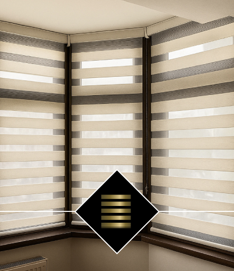 Vision day and night blinds in a sleek kitchen by A Touch of Class