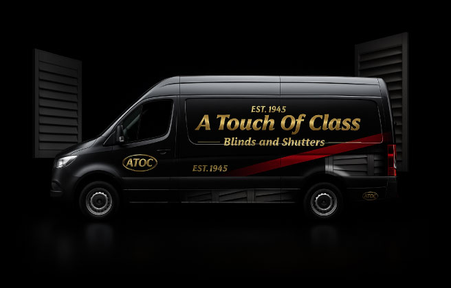 A Touch Of Class mobile showroom van carrying blinds and shutters samples for home visits across Essex
